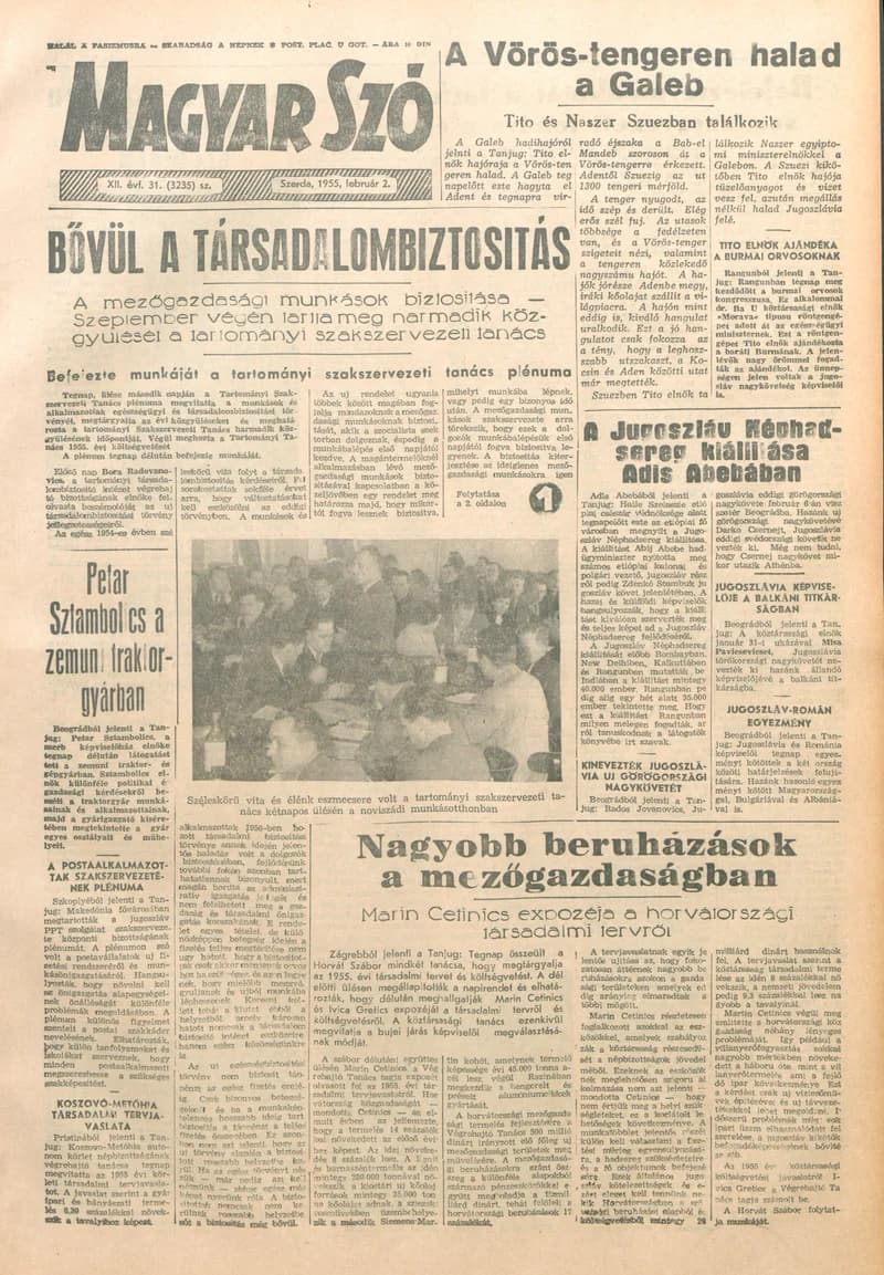 Magyar Szó, 12. évf. 1955. február 2. 31. sz. 1–8. oldal