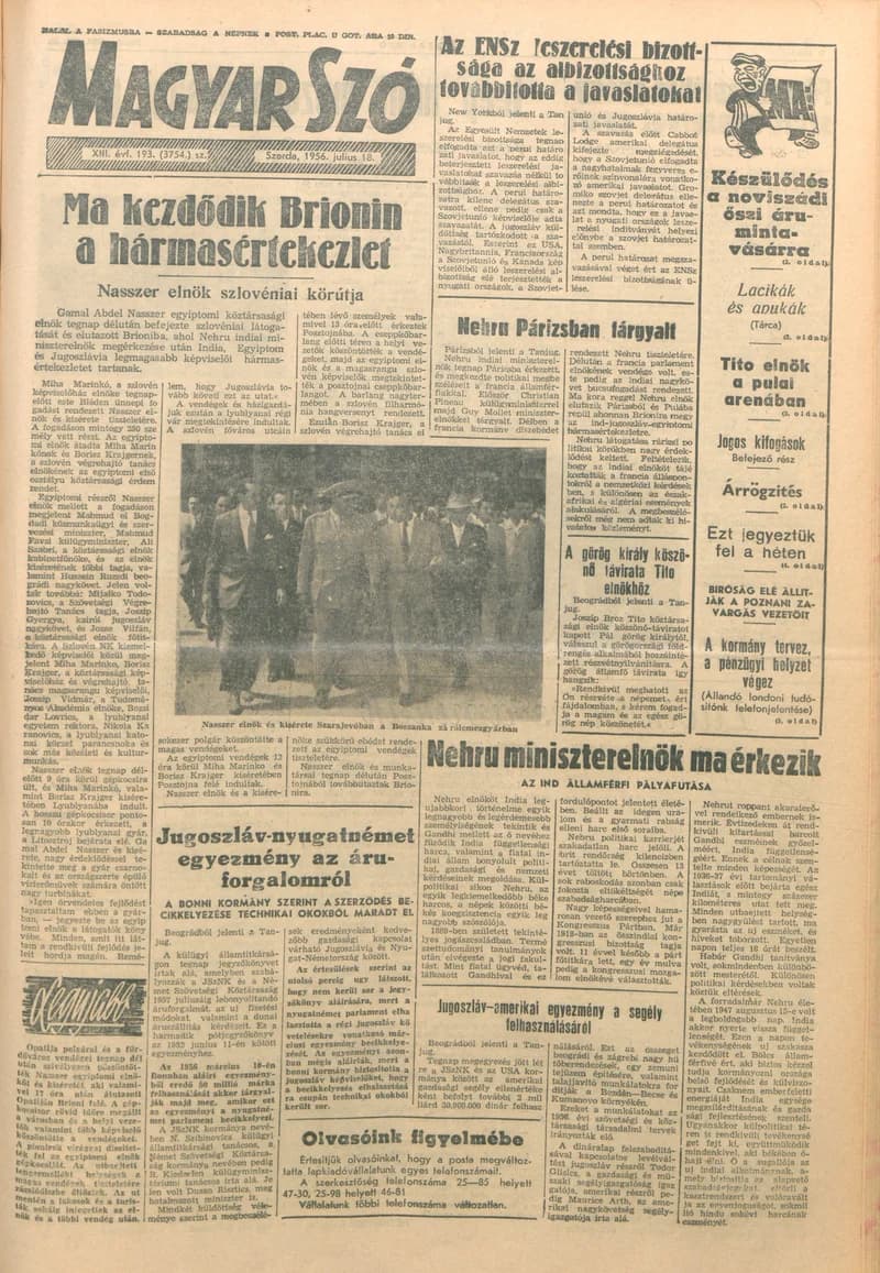 Magyar Szó, 13. évf. 1956. július 18. 193. sz. 1–8. oldal