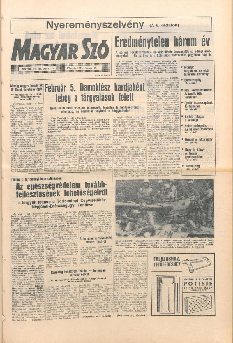 Magyar Szó, 28. évf. 1971. január 22. 20. sz. 1–12. oldal