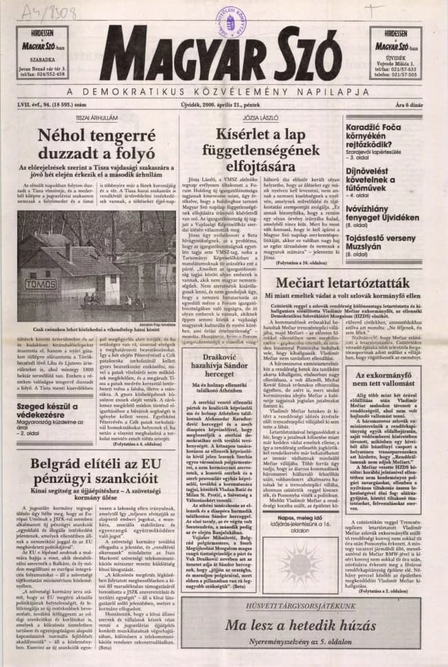 Magyar Szó, 57. évf. 2000. április 21. 94. sz. 1–16. oldal