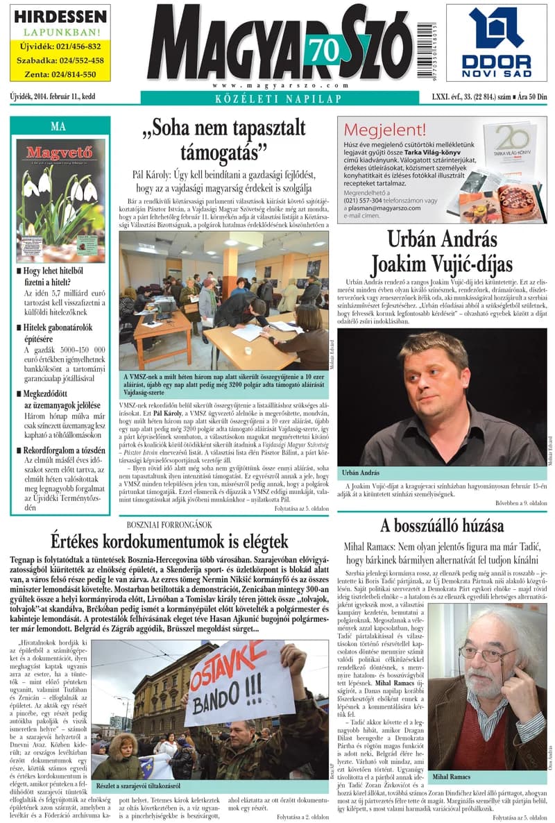 Magyar Szó, 71. évf. 2014. február 11. 33. sz. 1–20. oldal