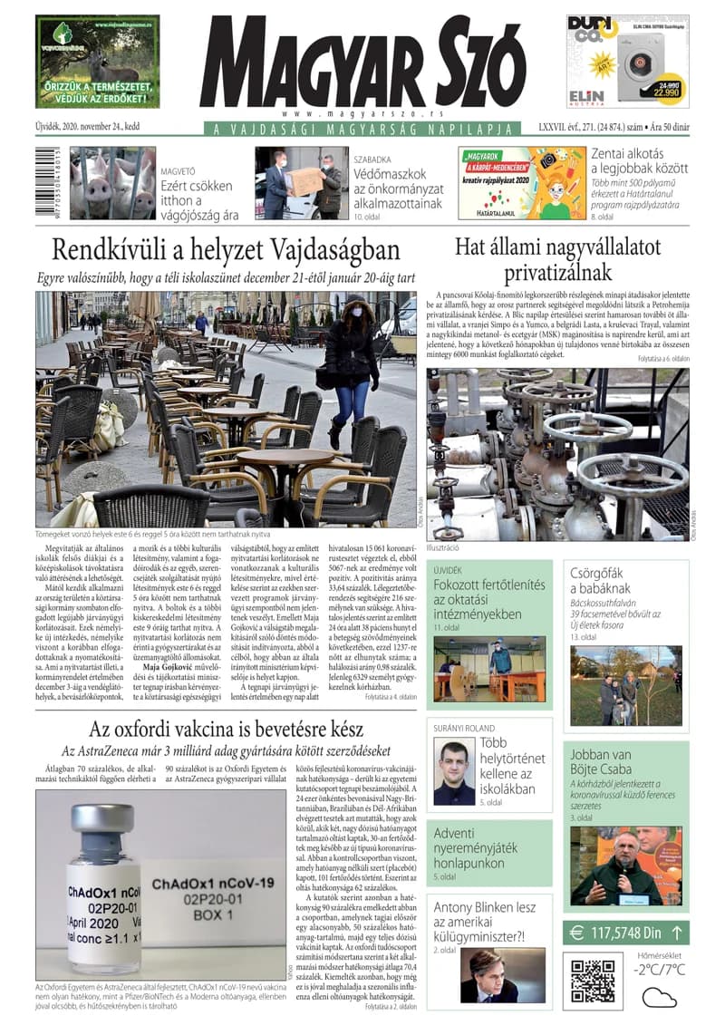 Magyar Szó, 77. évf. 2020. november 24. 271. sz. 1–20. oldal