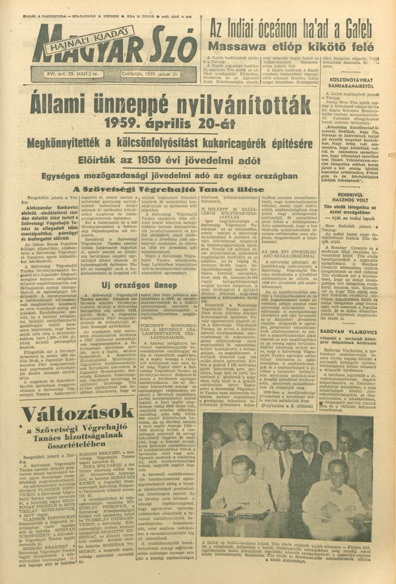 Magyar Szó, 16. évf. 1959. január 29. 23. sz. 1–16. oldal