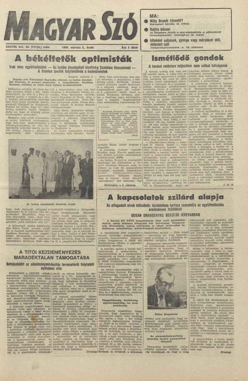 Magyar Szó, 38. évf. 1981. március 3. 60. sz.