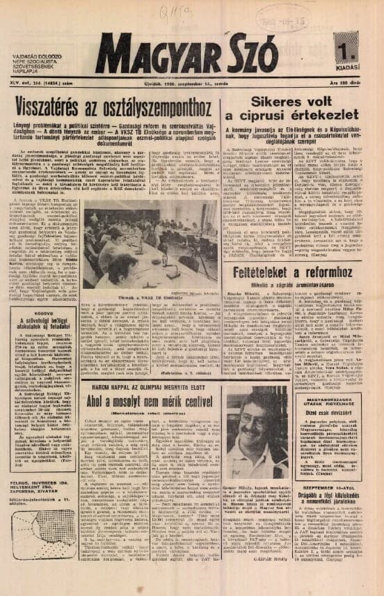 Magyar Szó, 45. évf. 1988. szeptember 14. 254. sz.
