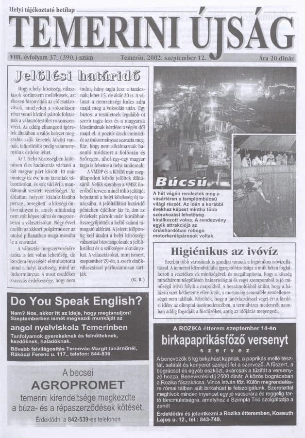 Temerini Újság, 8. évf. 2002. szeptember 12. 37. sz.