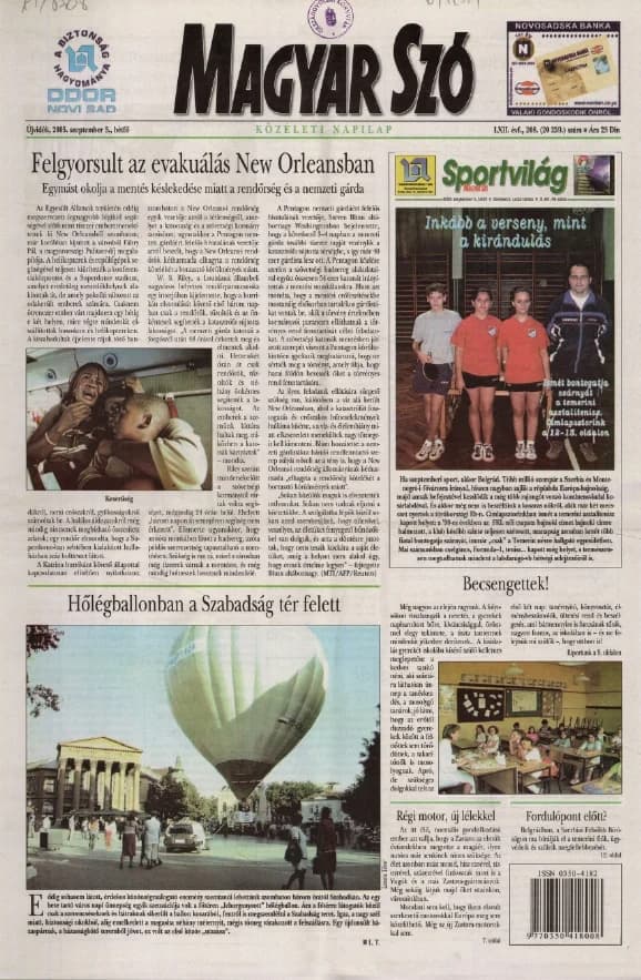 Magyar Szó, 62. évf. 2005. szeptember 5. 208. sz. 1–12. oldal