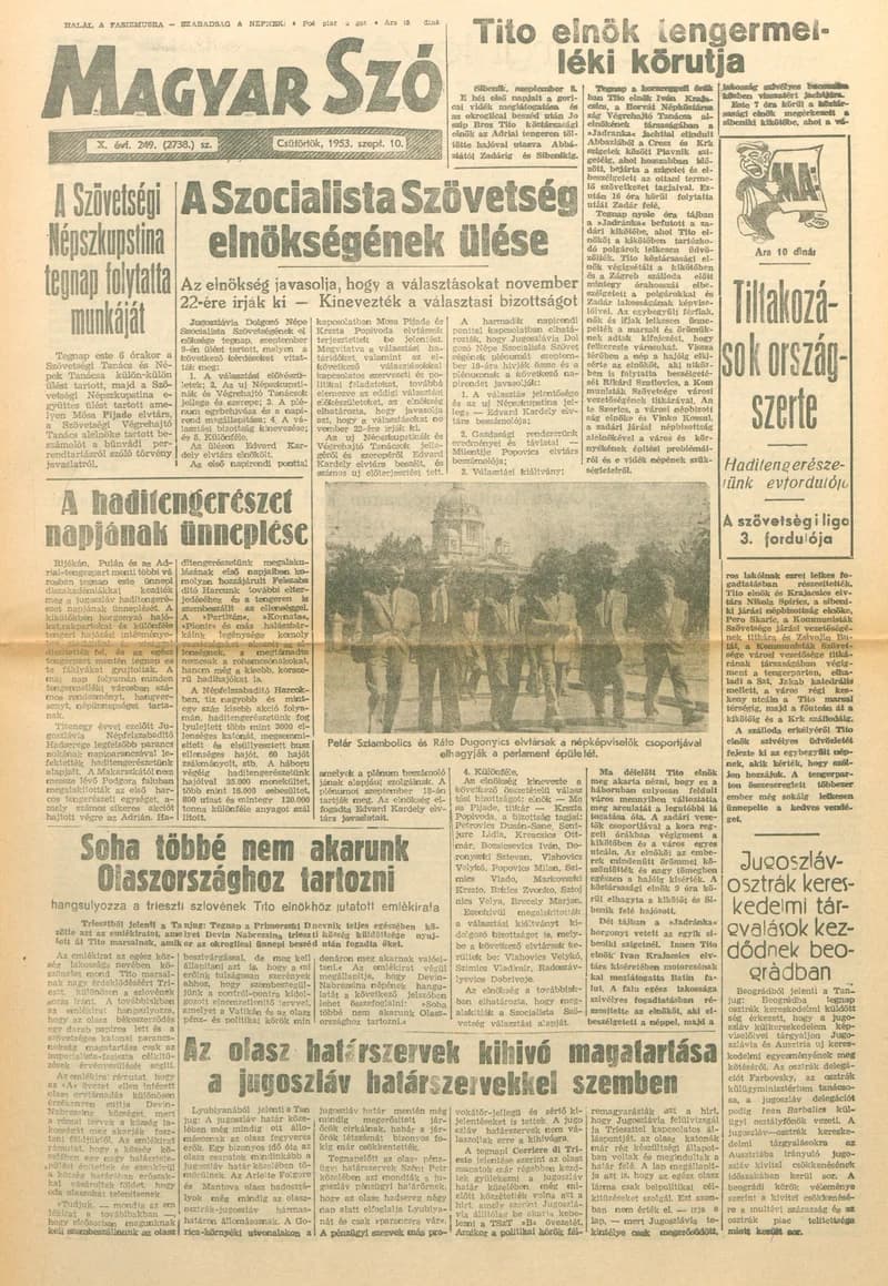 Magyar Szó, 10. évf. 1953. szeptember 10. 249. sz. 1–8. oldal