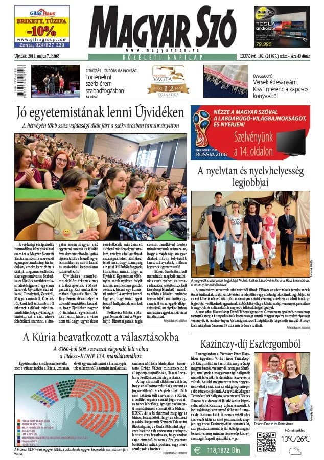 Magyar Szó, 75. évf. 2018. május 7. 102. sz. 1–20. oldal