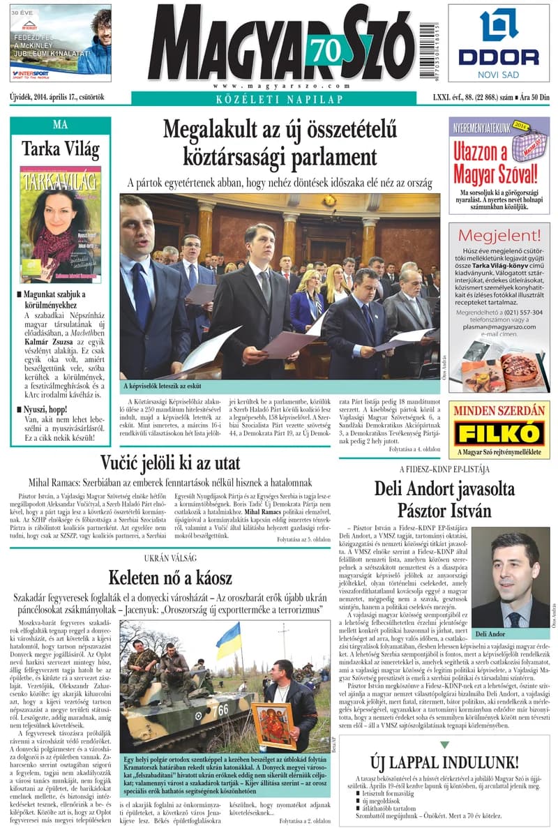 Magyar Szó, 71. évf. 2014. április 17. 88. sz. 1–20. oldal