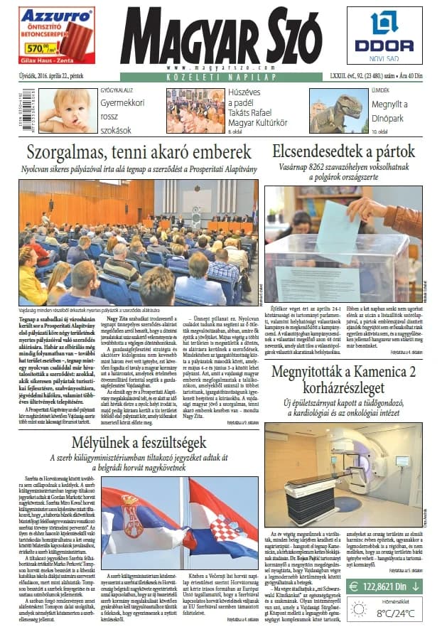 Magyar Szó, 73. évf. 2016. április 22. 92. sz. 1–16. oldal