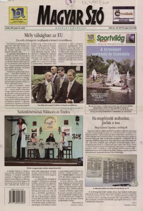 Magyar Szó, 62. évf. 2005. június 20. 142. sz. 1–12. oldal