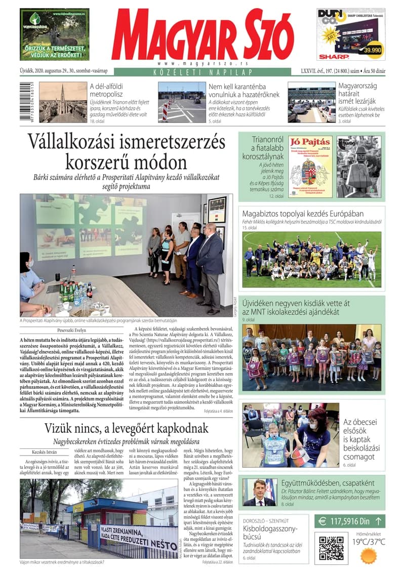 Magyar Szó, 77. évf. 2020. augusztus 29. – 30. 197. sz. 1–32. oldal
