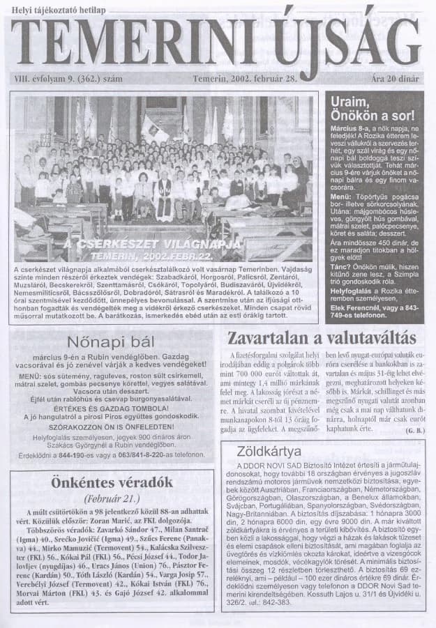 Temerini Újság, 6. évf. 2002. február 28. 9. sz.