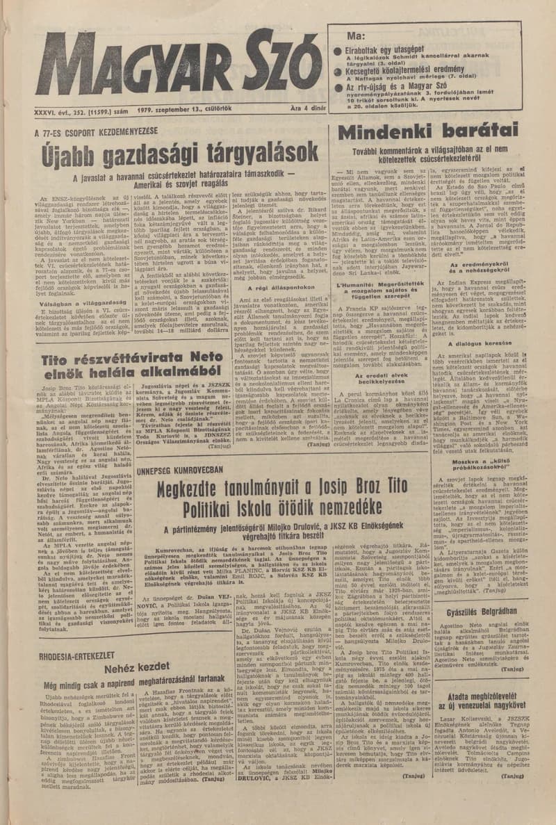 Magyar Szó, 36. évf. 1979. szeptember 13. 252. sz. 1–20. oldal