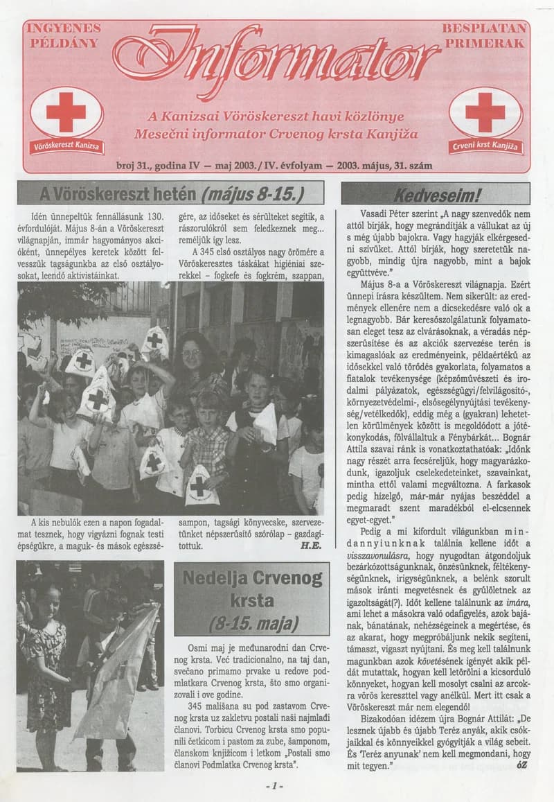 Informator, 4. évf. 2003. május 1. 31. sz.