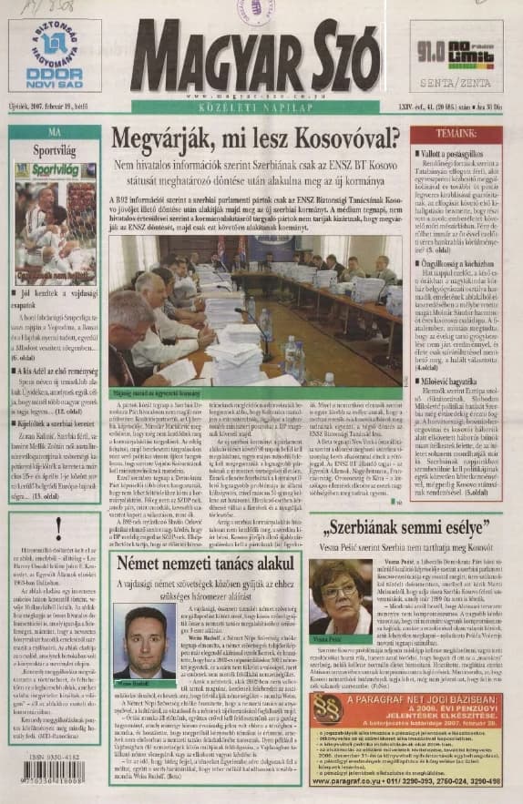 Magyar Szó, 64. évf. 2007. február 19. 41. sz. 1–12. oldal