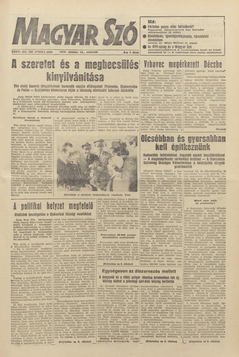 Magyar Szó, 36. évf. 1979. október 18. 287. sz. 1–20. oldal