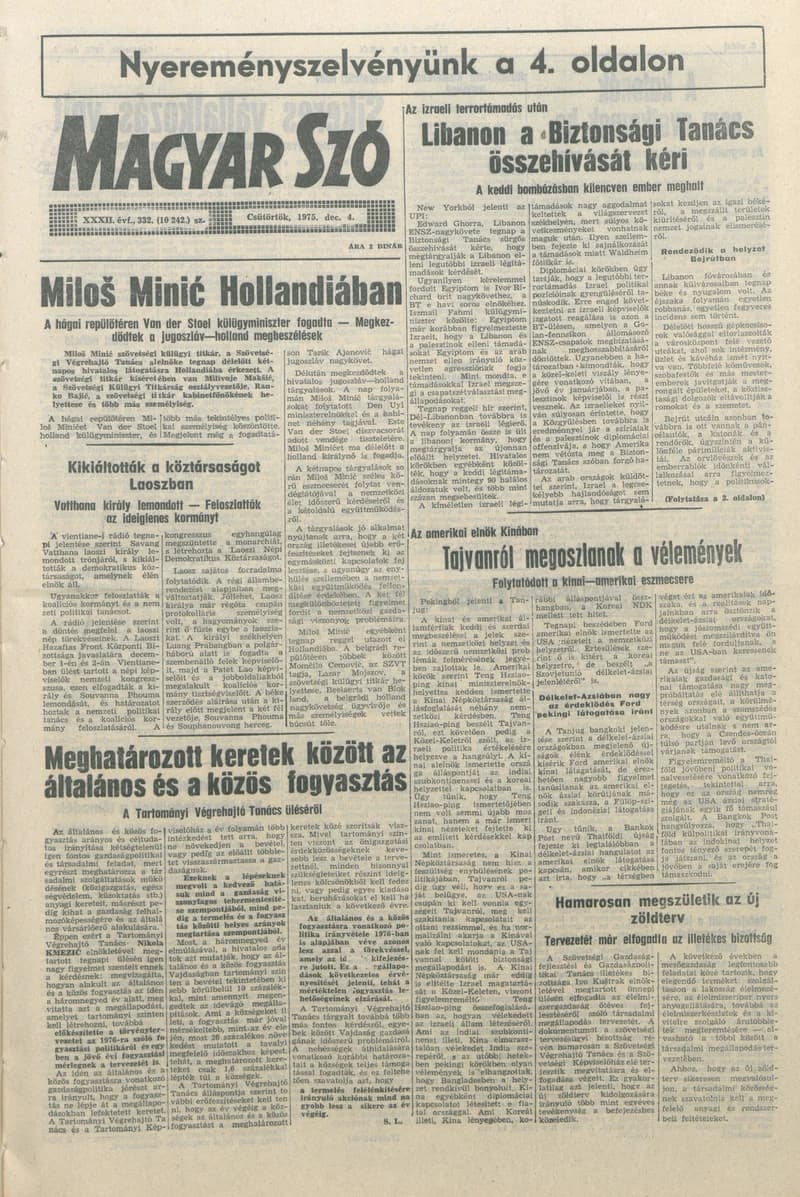 Magyar Szó, 32. évf. 1975. december 4. 332. sz.