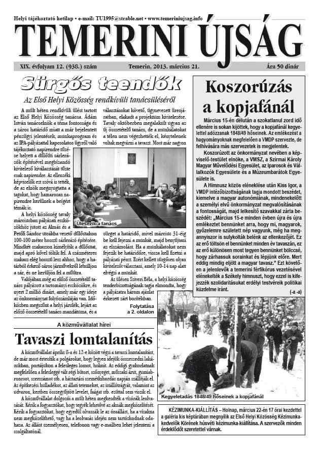 Temerini Újság, 19. évf. 2013. március 21. 12. sz.