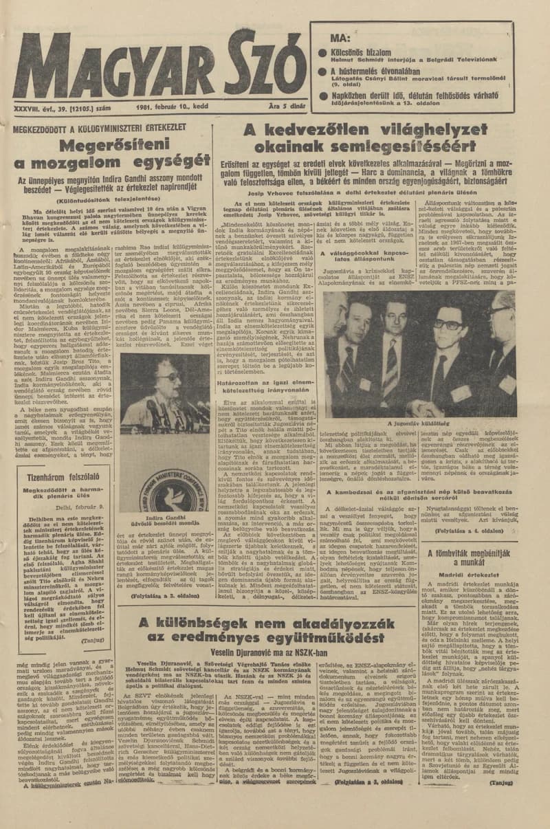 Magyar Szó, 38. évf. 1981. február 10. 39. sz.