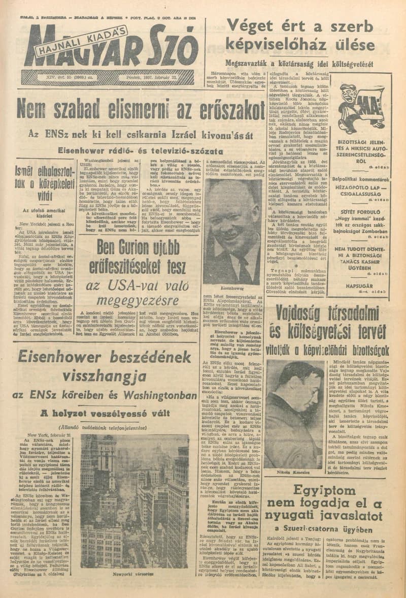 Magyar Szó, 14. évf. 1957. február 22. 51. sz. 1–14. oldal