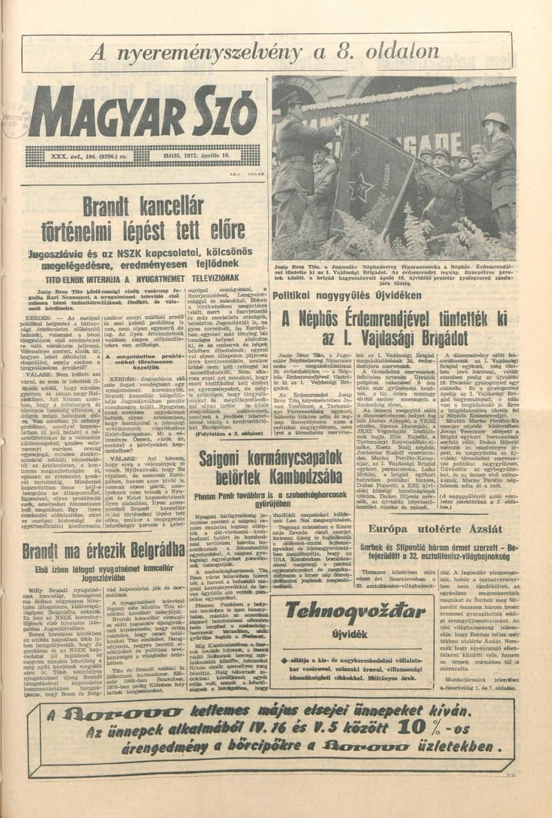 Magyar Szó, 30. évf. 1973. április 16. 104. sz. 1–10. oldal