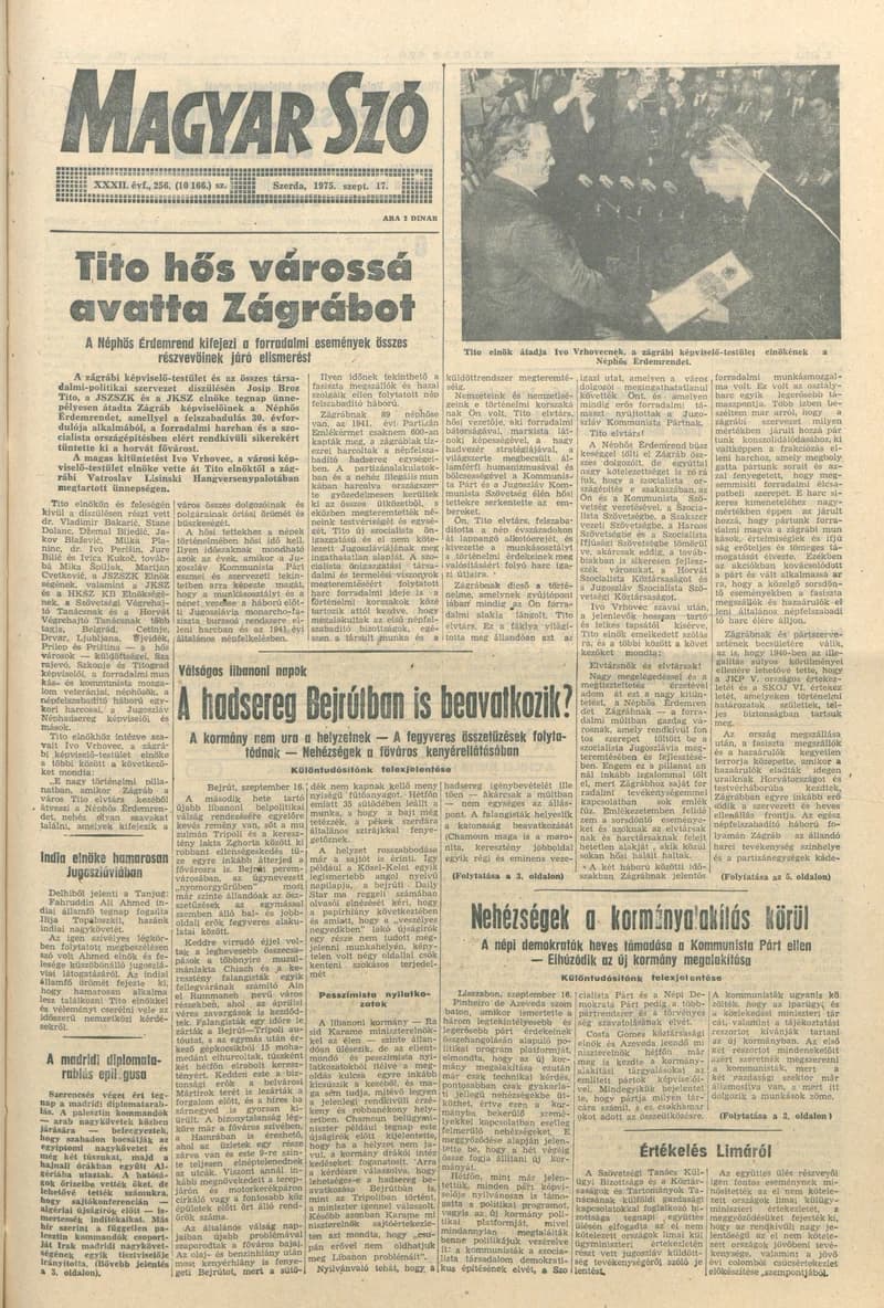 Magyar Szó, 32. évf. 1975. szeptember 17. 256. sz.