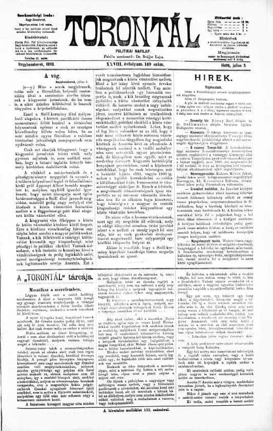 Torontál, 28. évf. 1899. július 3. 149. sz.