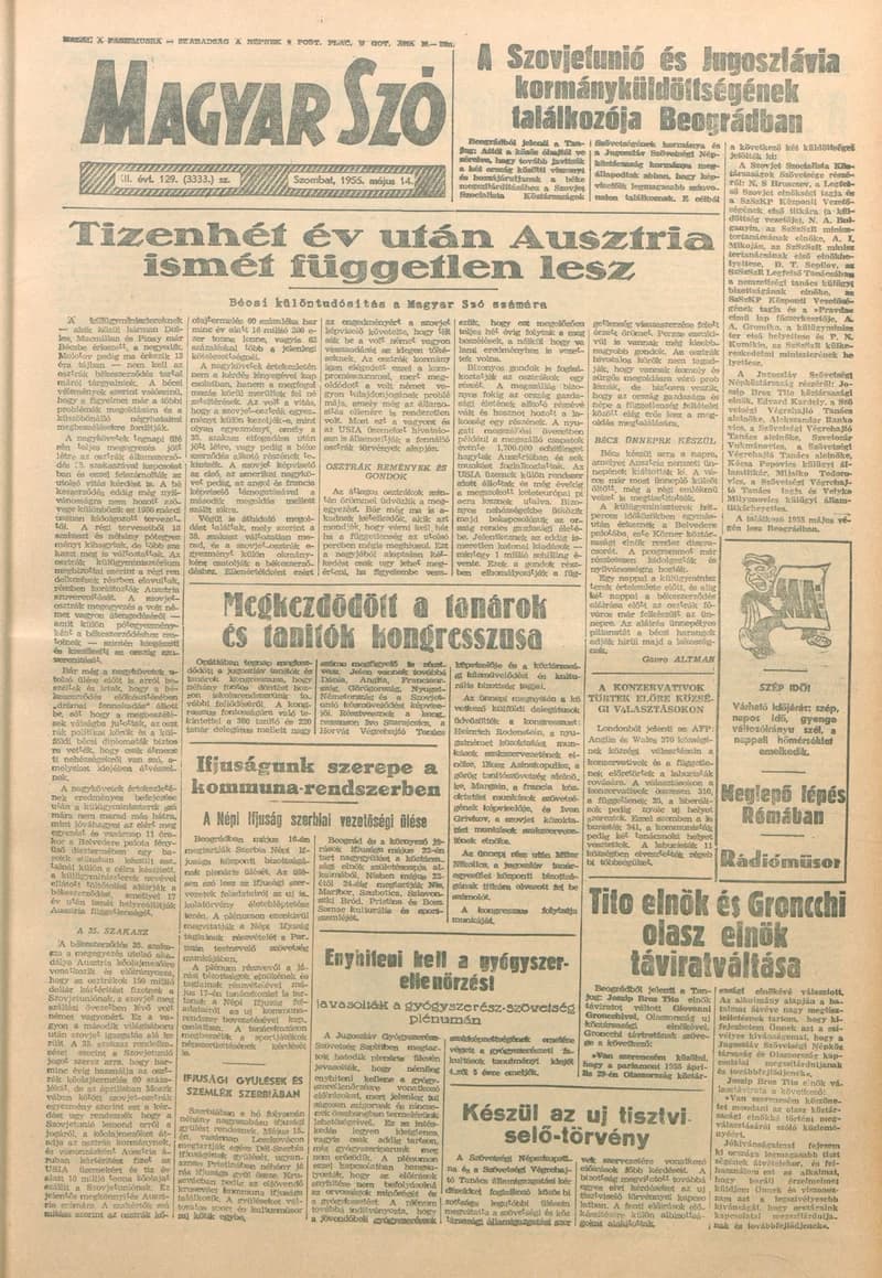 Magyar Szó, 12. évf. 1955. május 14. 129. sz. 1–10. oldal