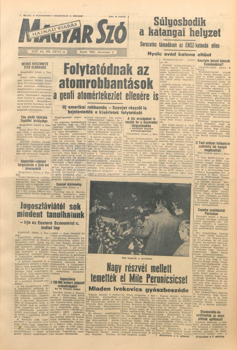 Magyar Szó, 18. évf. 1961. december 5. 300. sz. 1–16. oldal