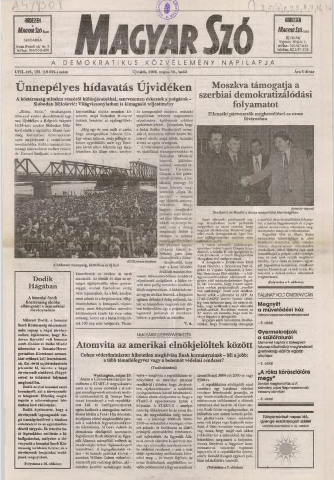 Magyar Szó, 57. évf. 2000. május 30. 125. sz. 1–16. oldal