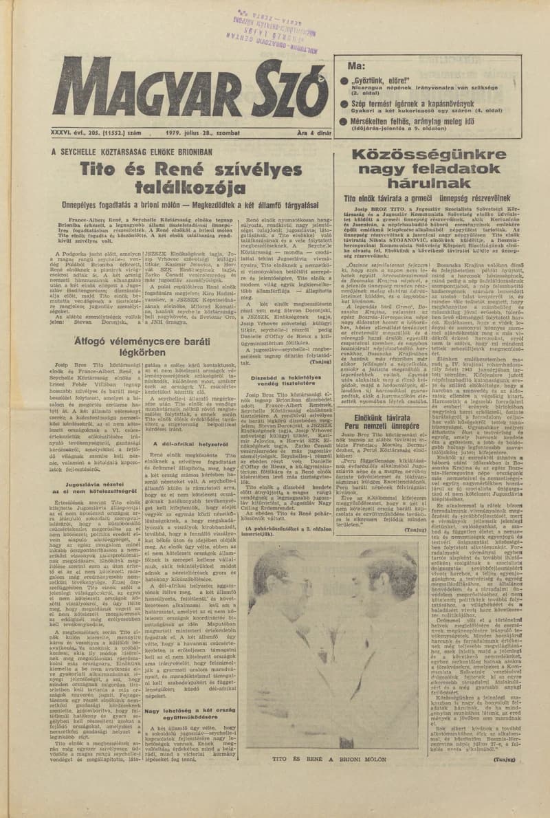 Magyar Szó, 36. évf. 1979. július 28. 205. sz. 1–20. oldal