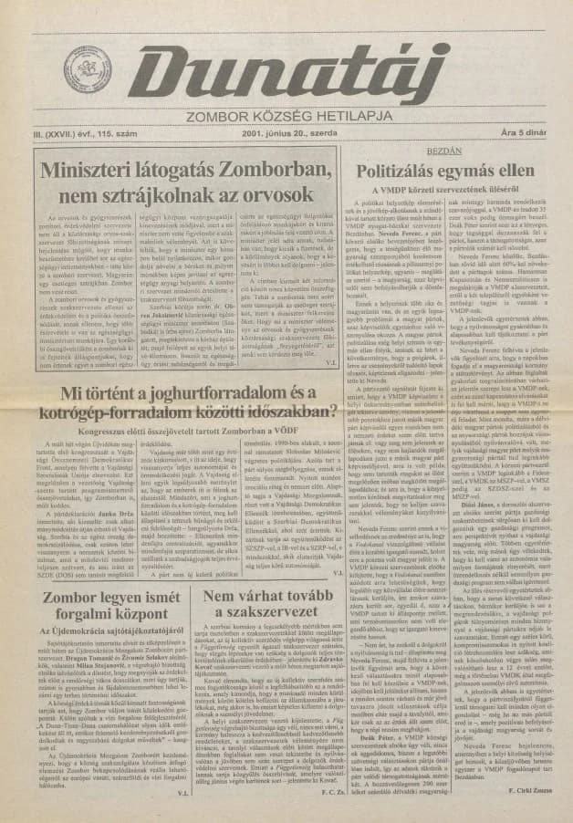 Dunatáj, 3. évf. 2001. június 20. 115. sz.