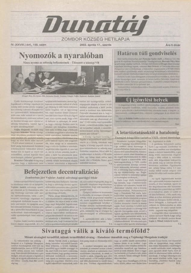 Dunatáj, 4. évf. 2002. április 17. 158. sz.