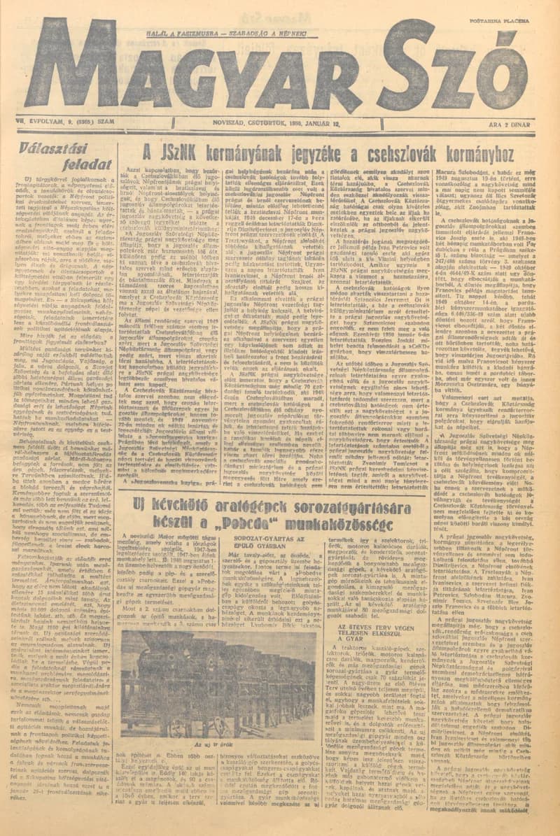 Magyar Szó, 7. évf. 1950. január 12. 9. sz. 1–4. oldal