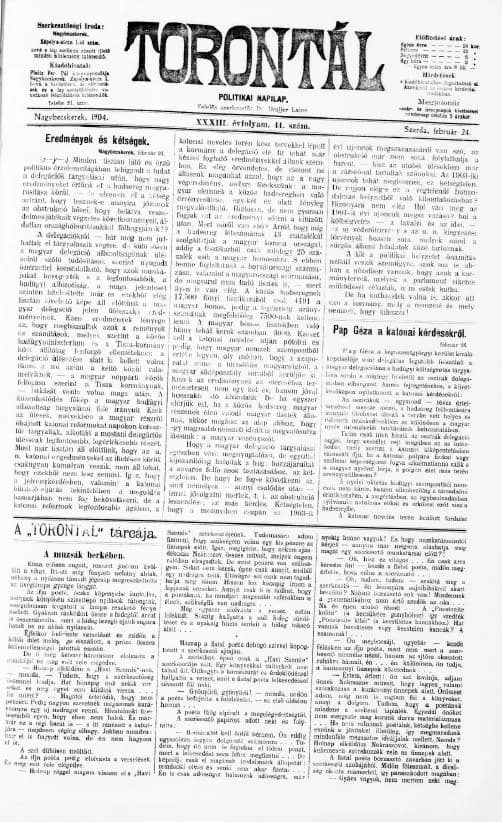 Torontál, 33. évf. 1904. február 24. 44. sz.