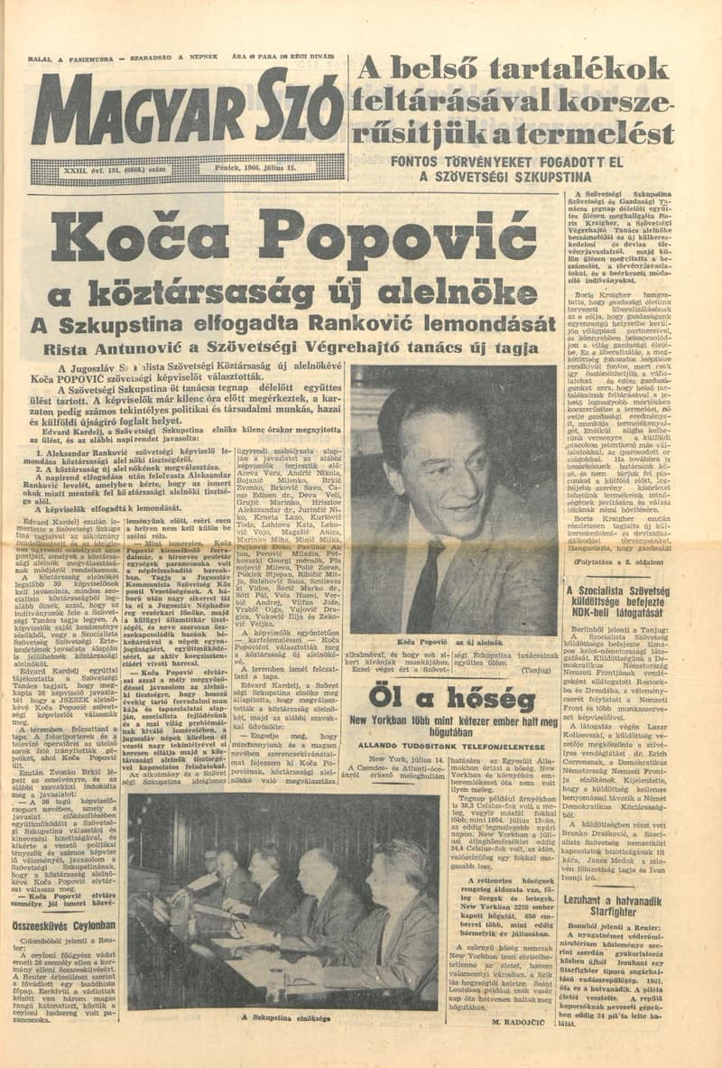 Magyar Szó, 23. évf. 1966. július 15. 191. sz.