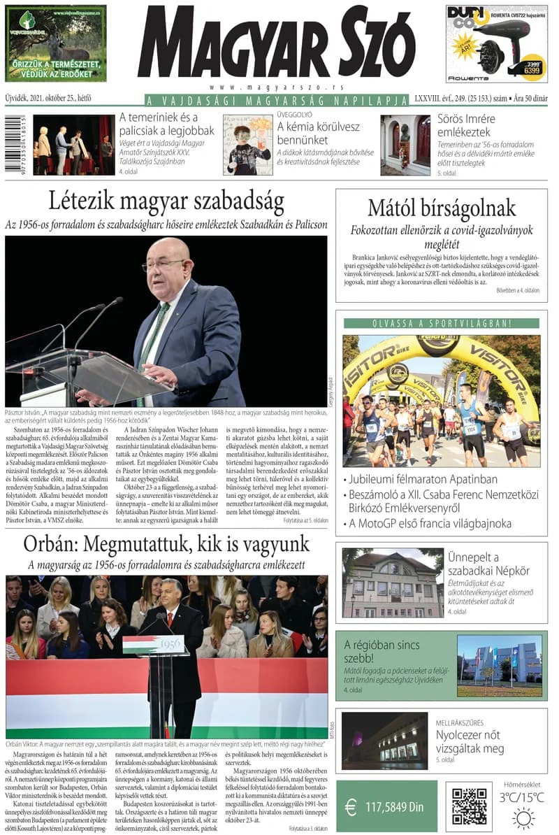 Magyar Szó, 78. évf. 2021. október 25. 249. sz. 1–20. oldal