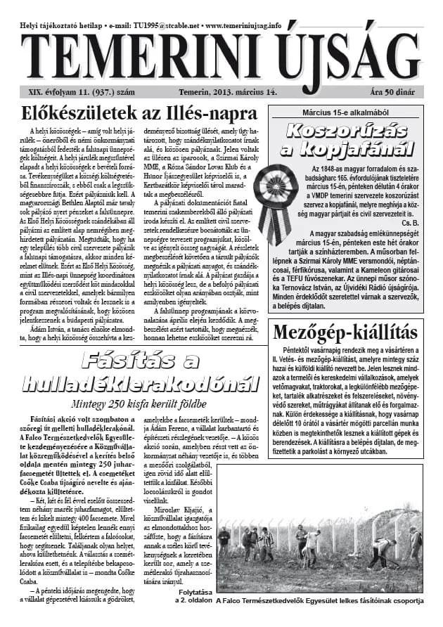 Temerini Újság, 19. évf. 2013. március 14. 11. sz.