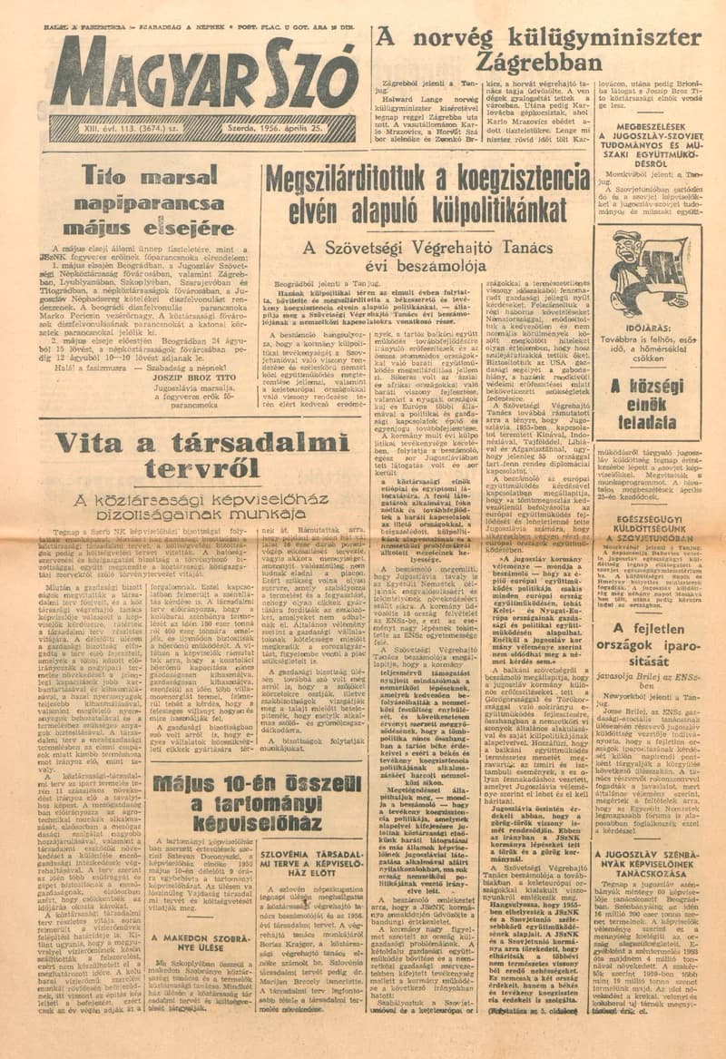 Magyar Szó, 13. évf. 1956. április 25. 113. sz. 1–8. oldal