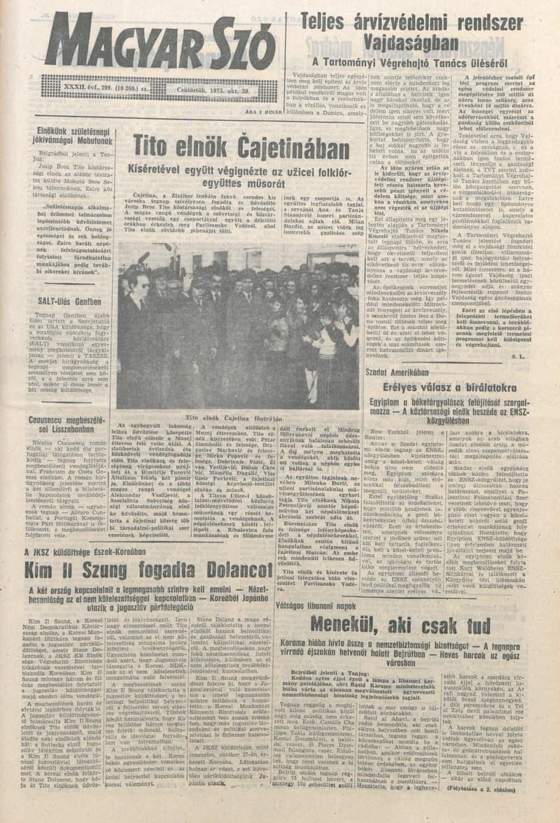 Magyar Szó, 32. évf. 1975. október 30. 299. sz.
