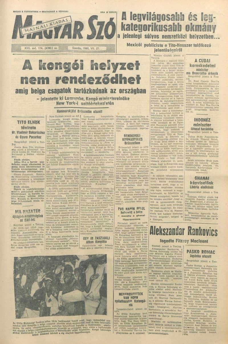 Magyar Szó, 17. évf. 1960. július 27. 174. sz. 1–24. oldal
