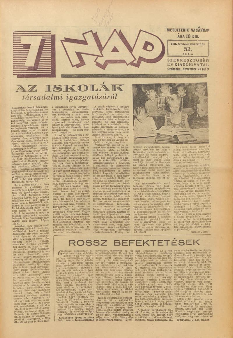 7 Nap, 8. évf. 1953. december 27. 52. sz. 1–16. oldal
