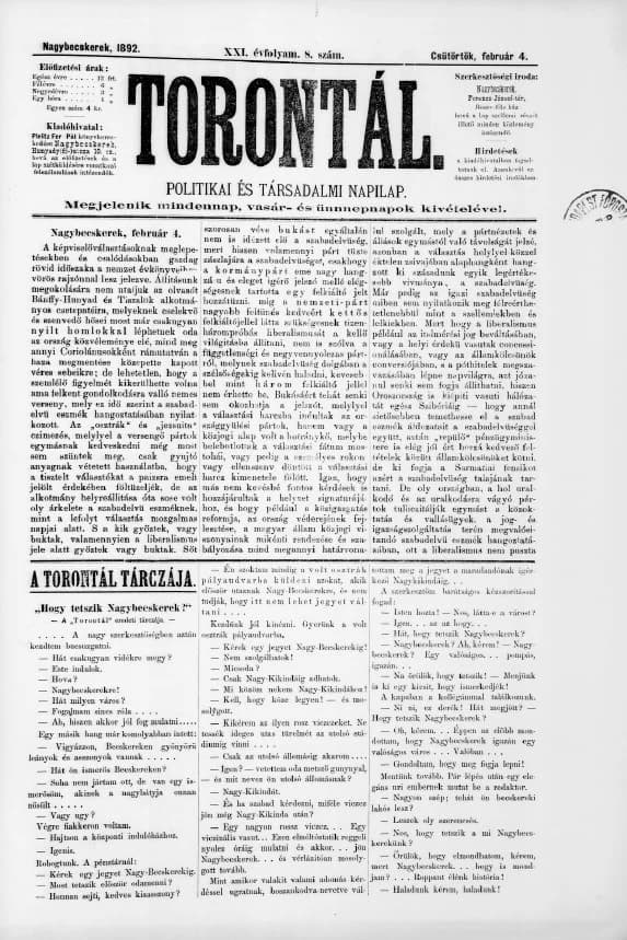 Torontál, 21. évf. 1892. február 4. 8. sz.