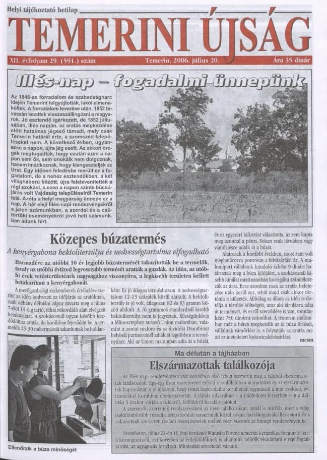 Temerini Újság, 12. évf. 2006. július 20. 29. sz.