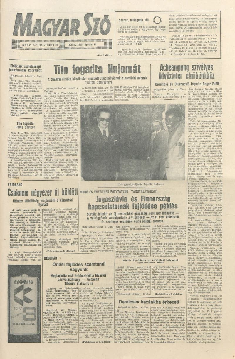 Magyar Szó, 35. évf. 1978. április 11. 99. sz. 1–18. oldal