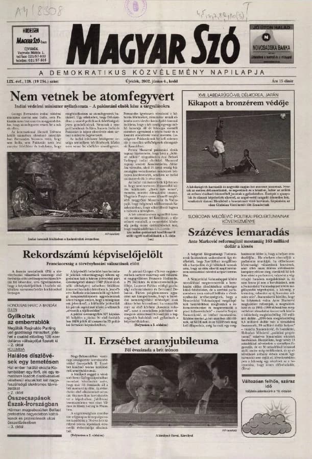 Magyar Szó, 59. évf. 2002. június 4. 128. sz. 1–16. oldal