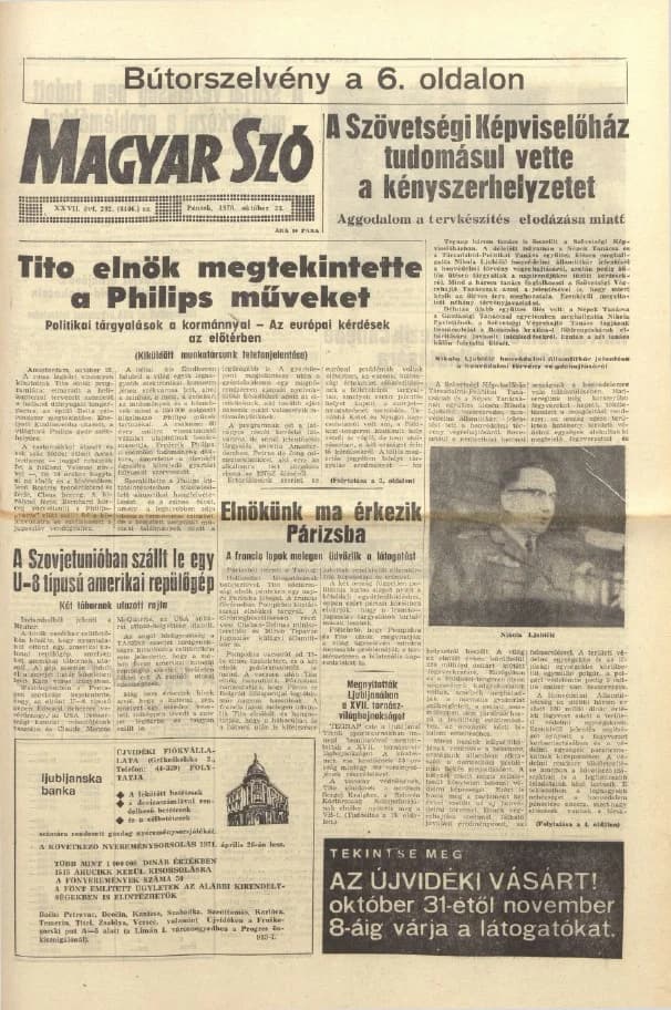 Magyar Szó, 27. évf. 1970. október 23. 292. sz. 1–12. oldal
