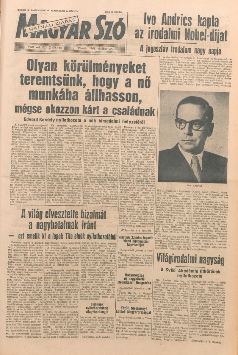 Magyar Szó, 18. évf. 1961. október 27. 263. sz. 1–14. oldal
